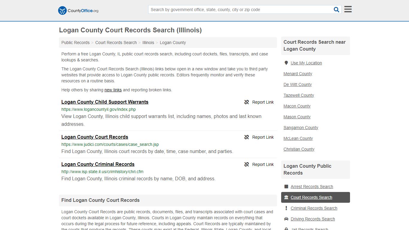 Logan County Court Records Search (Illinois) - County Office